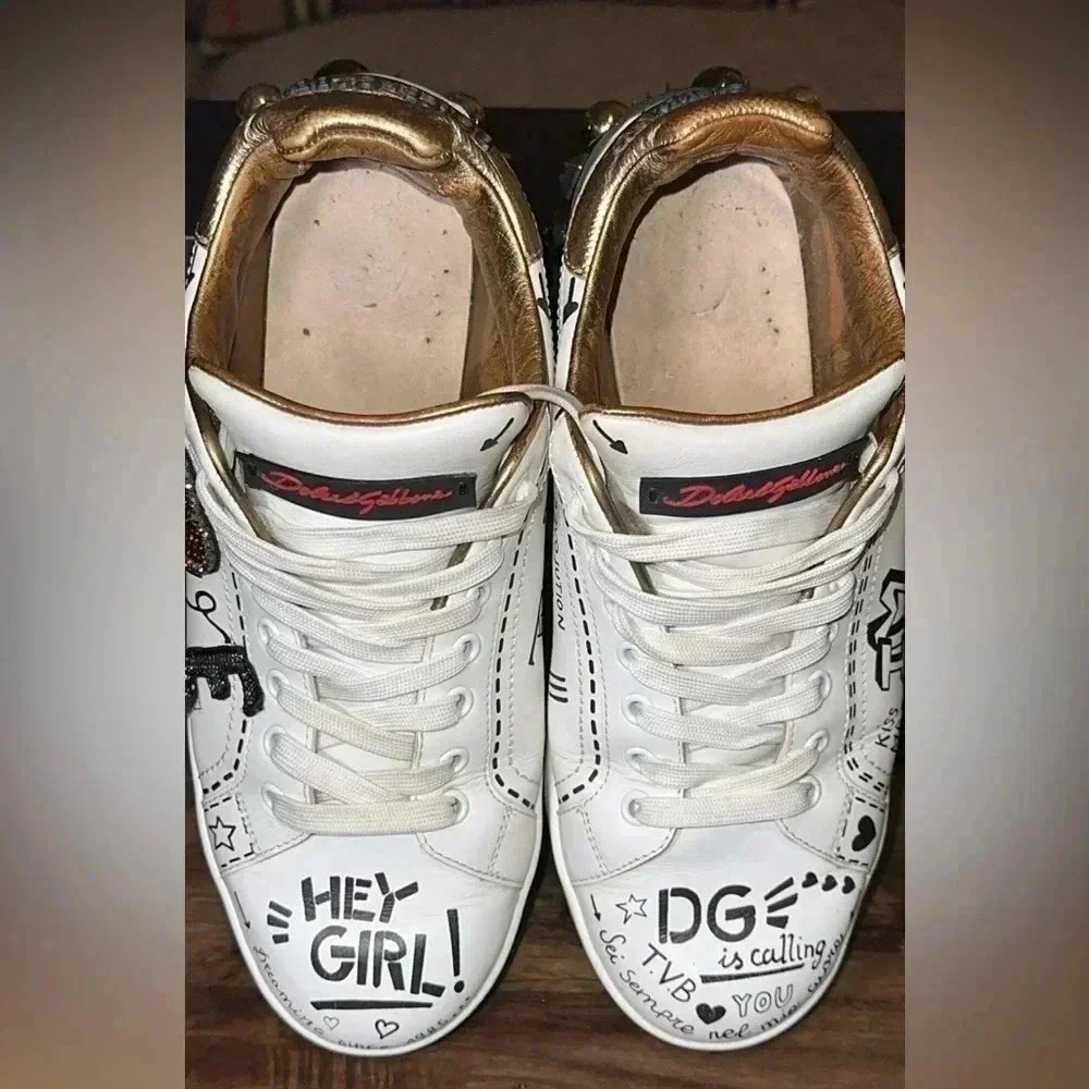 Dolce & Gabbana DG Portofino Designer White Leather Sneakers/Shoes Size 40 - Picture 16 of 16
